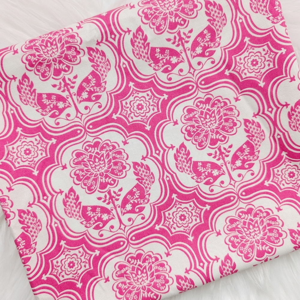 Hot pink floral quilting cotton fabric
